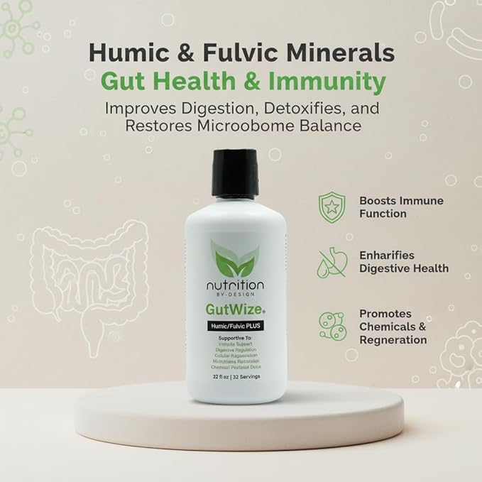 GutWize Total Health Bundle – 2 Bottles 100% Postbiotic + 2 Bottles Humic/Fulvic Blend – Gut &amp Digestive Support Microbiome Balance Natural Wellness Supplement Pack