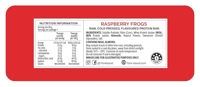 Fibre Boost Cold Pressed Raspberry Frogs flavoured Protein Bar