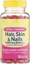 SEDLAV Extra Strength Hair Skin &amp Nails Collagen Support Softgels 5000 mcg Biotin 120 Count Sticker