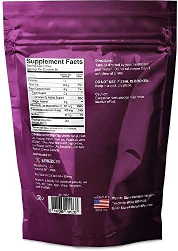 BariatricPal 30-Day Bariatric Vitamin Bundle (Multivitamin ONE 1 per Day! Capsule with 60mg Iron and Calcium Citrate Soft Chews 500mg with Probiotics - Wild Grape)