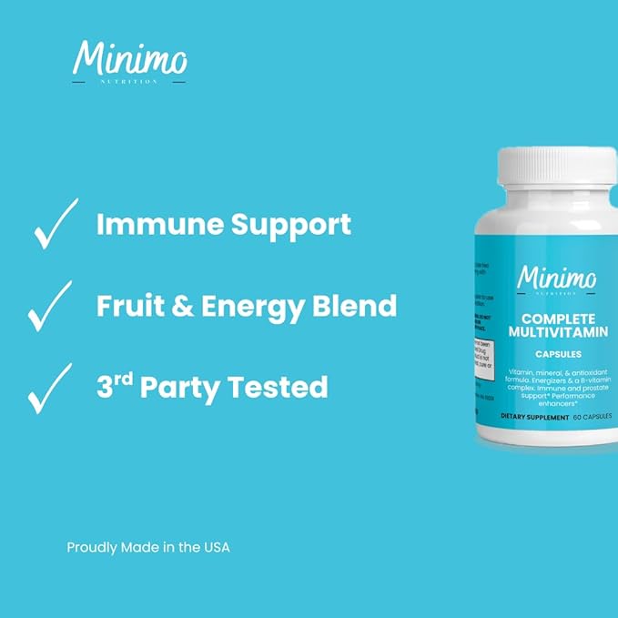 Complete Multivitamin + Immunity Boost 60 Capsules 3rd Party Tested Daily Supplement for Men Women Adults Gluten Free Non-GMO 30 Servings