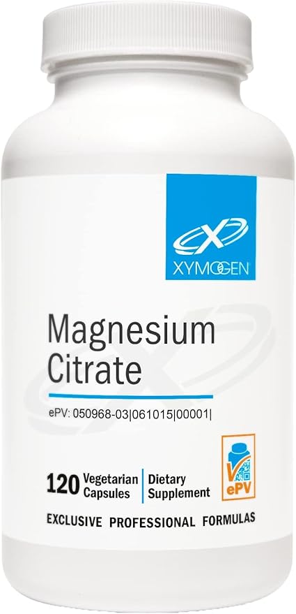 XYMOGEN Magnesium Citrate Capsules - Vegan Magnesium Supplement for Women + Men - Regularity Muscle Bone + Heart Health Supplements (120 Capsules)