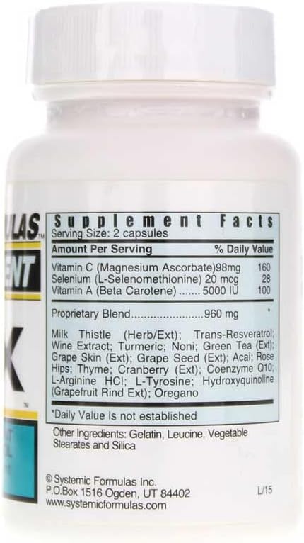 Systemic Formulas ROX Super Antioxidant with Resveratrol 60 Capsules #184. Super antioxidant Formula