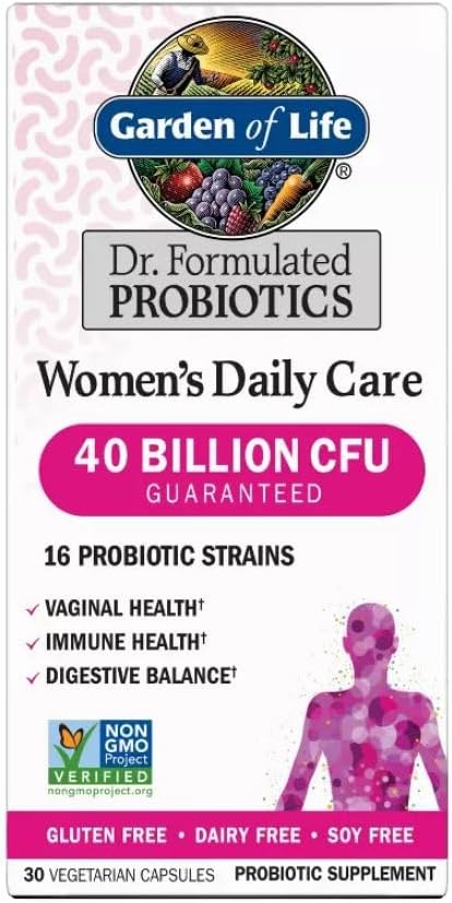 Garden of Life Dr. Formulated Women’s Daily Care Probiotics Vitamins for Digestive Gut Health and Immune Support 30 Count