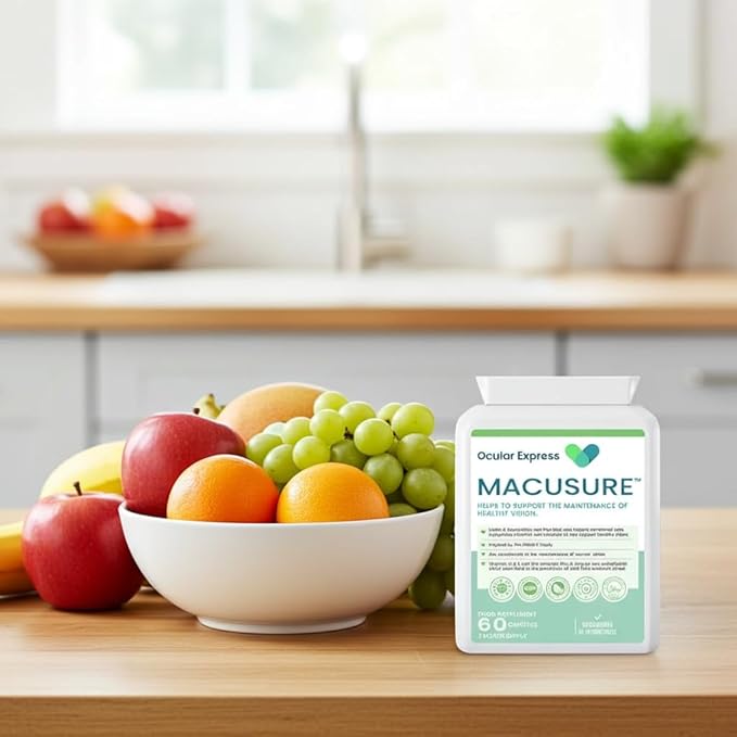 Macusure Vision Support Supplement 60 Capsules Lutein and Zeaxanthin with Bilberry and Pine Bark 1 Month Supply