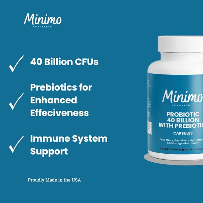Probiotic 40 Billion with Prebiotics Digestive &amp Gut Health - Supports Occasional Constipation Diarrhea Gas &amp Bloating - Probiotics for Women &amp Men 60 ct.