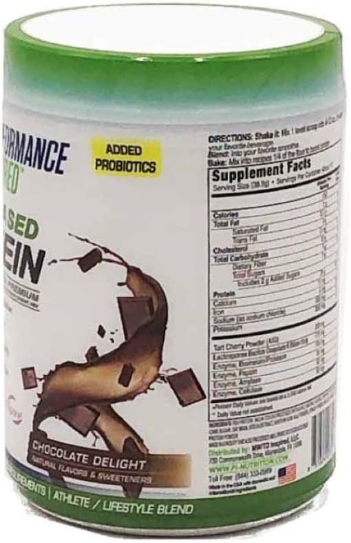 Performance Inspired Nutrition Plant Protein Powder – All Natural – 20G Protein – 1B Probiotics – Digestive Enzymes – Fiber Packed – Gluten Free – Chocolate Delight – 1.5lb