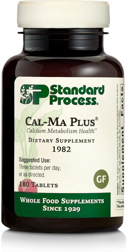 Standard Process Cal-Ma Plus - Calcium Support for Endocrine and Cellular Functions - Aids Healthy Bones Nerves &amp Muscle Function - Gluten-Free Non-Dairy &amp Non-Soy - 180 Tablets