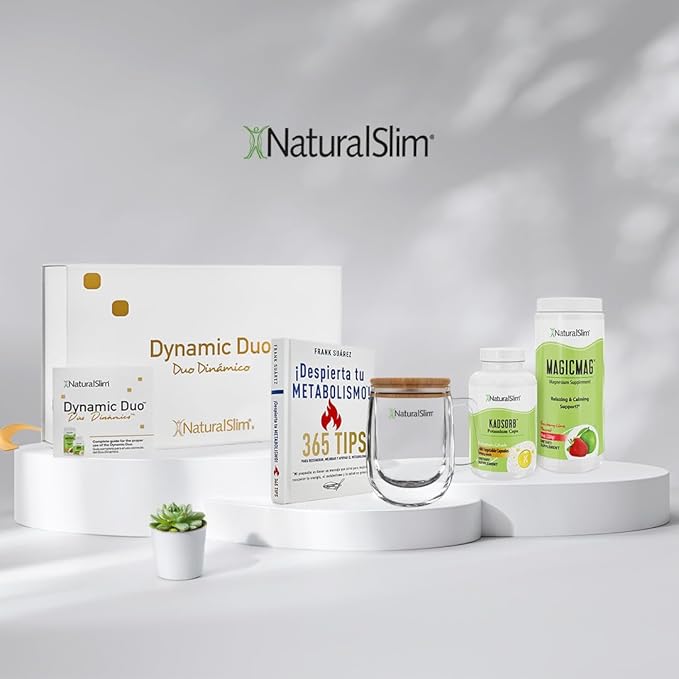 NaturalSlim Dynamic Duo Gift Set – Magnesium Powder Potassium Capsules Despierta tu Book Double Glass Mug &amp Premium Gift Box | Educational Wellness Bundle Inspired by Frank Suárez