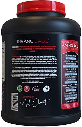 Insane Labz Insane Whey100% Muscle Building Whey Protein Post Workout BCAA Amino Profile Mass Gainer Meal Replacement 5lbs 60 Srvgs (Packaging May Vary) (Chocolate Peanut Butter)