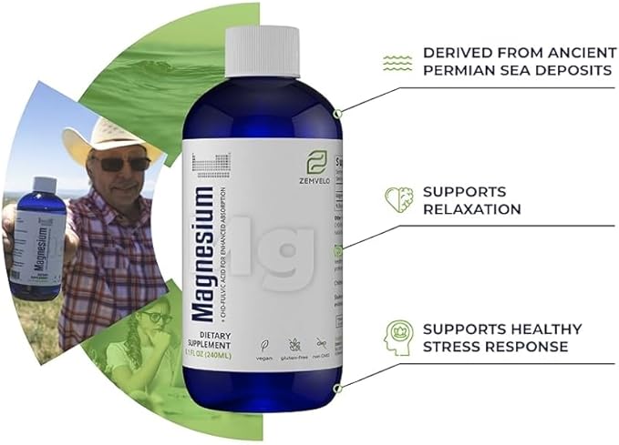 Liquid Ionic Natural Magnesium | 96 Day Supply | Longevity and Wellness | Mood Support | Restful Sleep | Muscle Support
