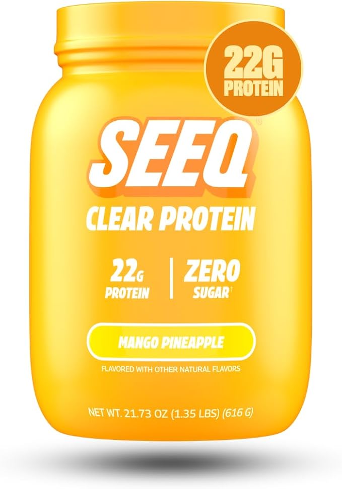 SEEQ Clear Whey Isolate Protein Powder Mango Pineapple - 22 Servings 22g Protein Per Serving - 0g Lactose Sugar-Free Keto-Friendly Soy Free - Juice-Like Protein Post-Workout Recovery