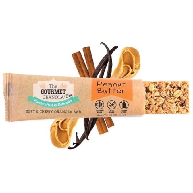 Gluten Dairy &amp Soy Free Peanut Butter Granola Bar | 12 Pack | Workout Snack | Made in Omaha NE | The Gourmet Granola