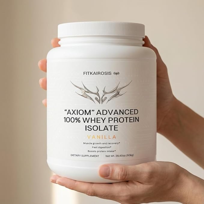 Axiom Advanced 100% Whey Protein Isolate – Vanilla | 22g Grass-Fed Whey Isolate Protein | Fast-Digesting | Supports Muscle Growth Recovery &amp Lean Strength | 28.4oz (805g)