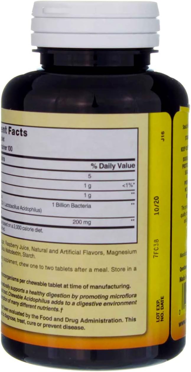 Nature's Blend Acidophilus Chewable Raspberry Flavor - 100 Tablets Pack of 4