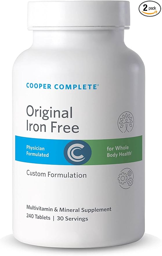 Cooper Complete - Original Multivitamin Iron Free - Daily Multivitamin and Mineral Supplement - 30 Servings per Bottle. Pack of 2