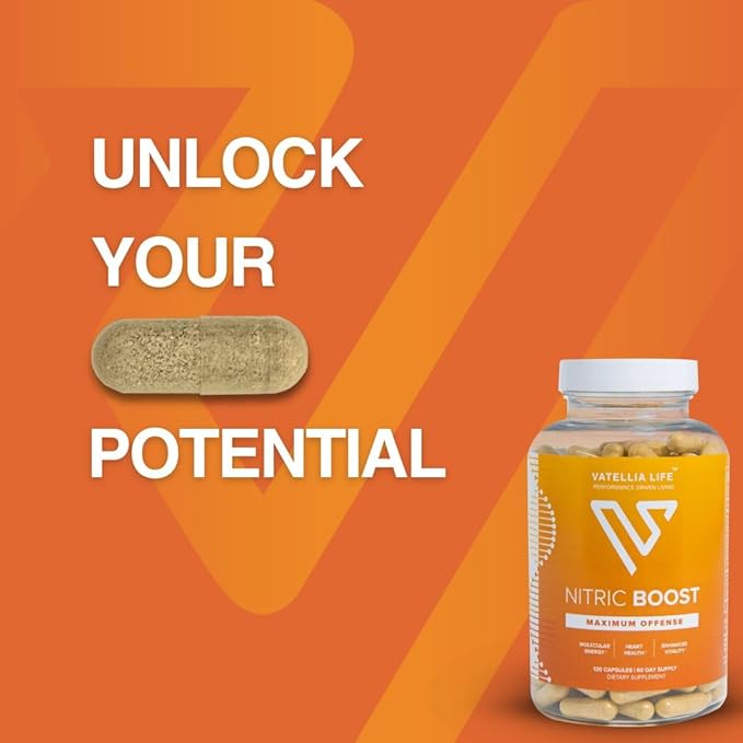 Vatellia Life Nitric Boost – Nitric Oxide Supplement for Men – L-Arginine &amp L-Citrulline Formula – Blood Flow &amp Circulation Support – High Absorption – 2 Month Supply
