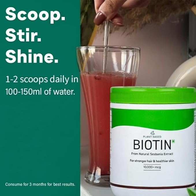 Plant Based Biotin Powder with Sesbania Agati Silica Amla 100 g Boosts Hair Growth &amp Strength.(Pack of 1)