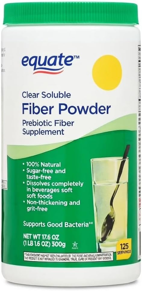 Equate Clear Soluble Fiber Powder Prebiotic Supplement 17.6 oz 125 Servings Sticker