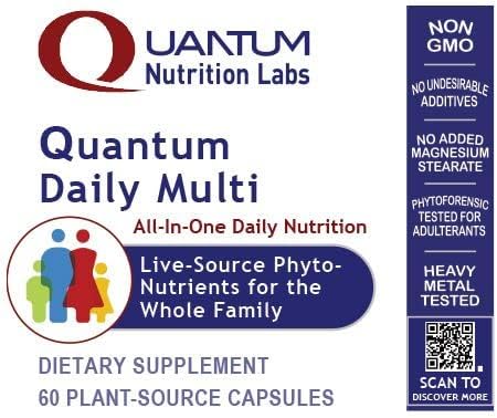 Quantum Nutrition Labs Daily Multivitamin - Multivitamin for Men and Women Daily Nutrition Supplements with Calcium for Adults Made with Cordyceps and Green Tea - 60 Vegetarian Capsules