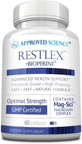 Approved Science Restlex - 420 mg Magnesium Glycinate Blend L-theanine 200 mg - 60 Capsules