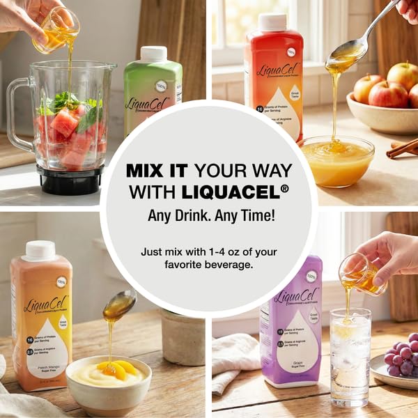 LiquaCel Concentrated Liquid Protein Unflavored Ready-to-Drink 16g Hydrolyzed Collagen Protein and 2.5g Arginine Per 1oz Serving Sugar &amp Gluten Free 32 fl oz Bottle