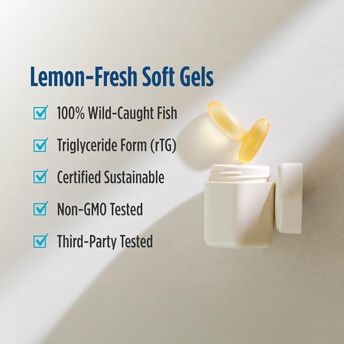 Nordic Naturals Ultimate Omega 2X Lemon Flavor - 120 Soft Gels - 2150 mg Omega-3 - High-Potency Fish Oil with EPA &amp DHA - Promotes Brain &amp Heart Health - Non-GMO - 60 Servings