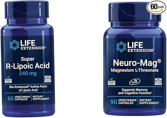 Life Extension Super R-Lipoic Acid – Longevity Supplement for Oxidative Stress Defense &amp Neuro-mag Magnesium L-threonate Magnesium L-threonate