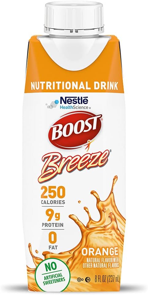 BOOST Breeze Clear Nutritional Drink 9g Protein 250 Nutrient-Rich Calories Wild Berry (Pack of 24) &amp Orange (Pack of 24)