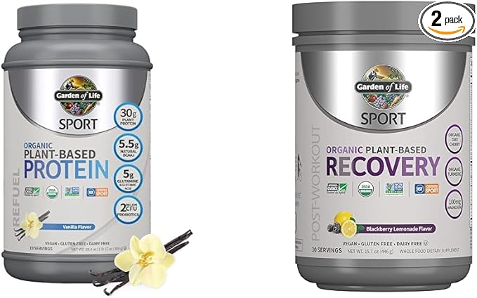 Garden of Life Organic Vegan Sport Protein Powder Vanilla &amp Sport Vegan Organic Plant Based Post Workout Muscle Recovery Powder