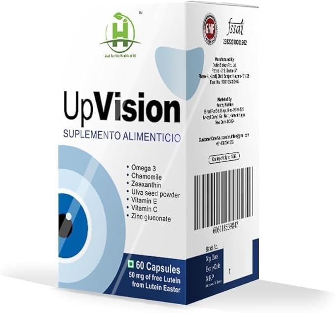 Upvision Eye Care Supplemnt for Eye Health with Omega-3 Vitamin E Vit A Vit C Lutein Zeaxanthin Vit B2 Vegetarian 60 Capsules-Pack of 1