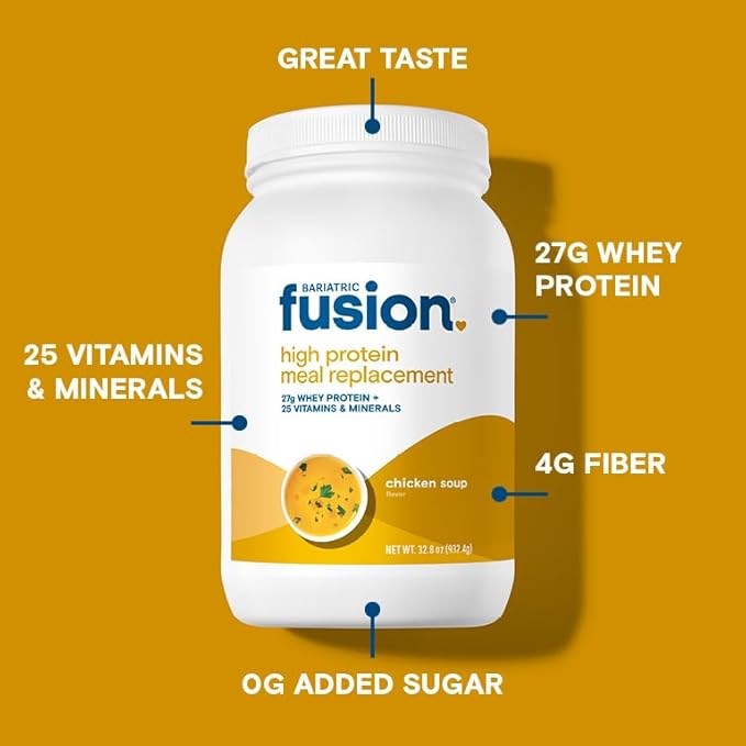 Bariatric Fusion Chicken Soup Meal Replacement 27g Protein Powder 21 Serving Tub for Bariatric Surgery Patients Including Gastric Bypass and Sleeve Gastrectomy - No Gluten Aspartame or Sugar