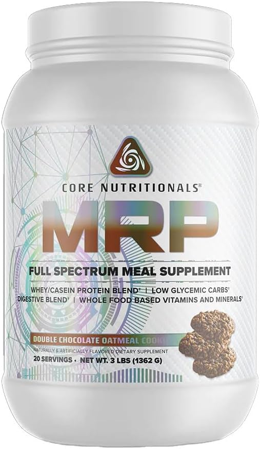 Core Nutritionals MRP Full Spectrum Meal Replacement | Whey Protein Blend + Low Glycemic Carb Blend | 27g Protein | 3 Pound (Double Chocolate Oatmeal Cookie)