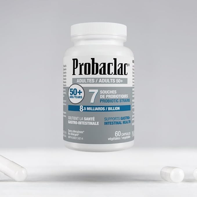 Probiotics for 50+. It Help Support gastrointestinal Health and Bloating Relief and Contribute to a Natural Healthy Intestinal Flora.7strains of probiotic and lactic Ferment Complex. (60)