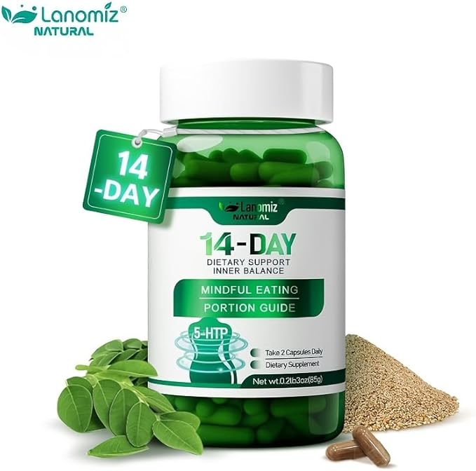 Gut Health Blend Supplement with Sustained-Release Probiotics Natural GLP-1Alternative White Kidney Bean Extract 5-HTP 60 Capsules Vegan Gluten-Free Dietary Perfect