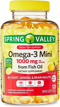 Omega-3 Mini from Fish Oil 1000 mg 120 Count Dietary Supplement Omega 3 Mini Softgels + Daily Supplement Tracker Sticker