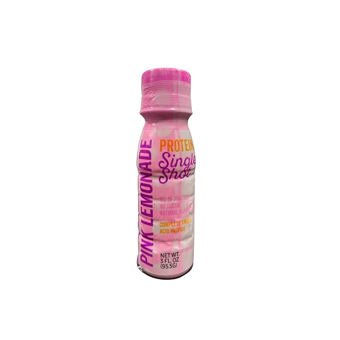 Nutmeg State Nutrition HealthyWise - Whey Protein &amp Collagen Shots 15g Protein Fat Free Sugar Free 3 Fl Oz Per Serving (Pink Lemonade 6 Pack)