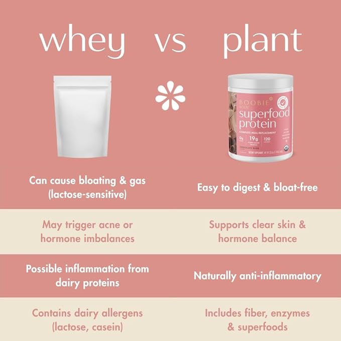 Boobie Body Superfood Protein Pregnancy and Postpartum Meal Replacement Shake Chocolate Bliss Flavor | 19g Protein | Safe for Lactation &amp Motherhood | Organic Vegan Zero Sugar 1 Tub (20 Servin