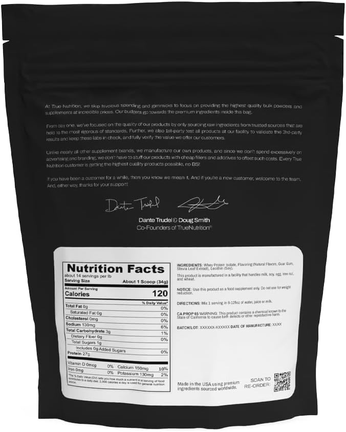 True Nutrition Whey Protein Isolate Powder - Cold-Filtered 27g Protein per Serving - Supports Muscle Growth &amp Recovery - Keto Gluten Free Lactose Free Non-GMO - French Vanilla - 2lb