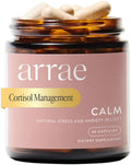 Arrae Calm Cortisol Manager - 60 Stress &amp Panic Relief Capsules - Mood Support Supplement w/L-Theanine Inositol Passionflower &amp Magnesium to Help You Feel Zen