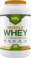 MFL Muscle Whey Protein 2 lbs l 26g of Protein l 8g BCAAs l 6g Glutamine l Low Carbs l 28 Servings (Vanilla Bean)