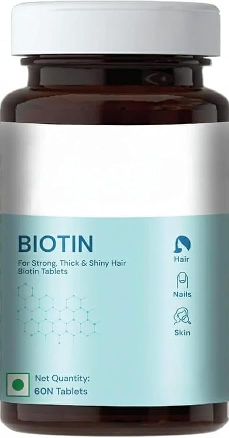 Vishopy Biotin 10000mcg Supplement for Hair Growth Strong Hair and Glowing Skin Fights Nail Brittleness60 Biotin Tablets (Pack of 1)