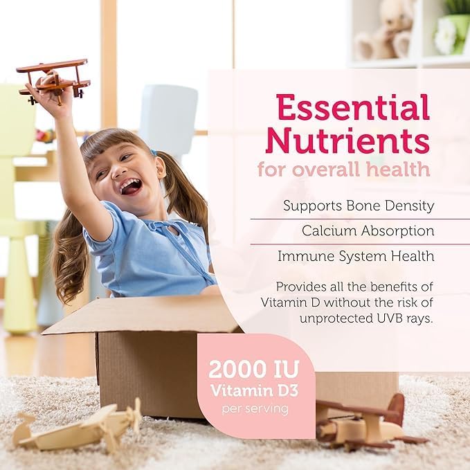 Zahler - Junior Vitamin D3 + K2 Chewable Tablets for Kids| Vitamin D for Kids 2000 IU | Delicious Vitamin D K2 Chews to Support Healthy Bones &amp Teeth - Kosher Less Sugar Than Gummies (2 Pack)