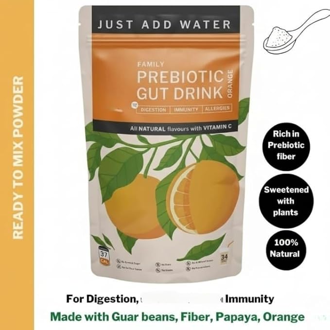Good for Digestion ImmunityMetabolism (Sugar Free) Family Prebiotic Gut Drink Powder Orange 175 Gm