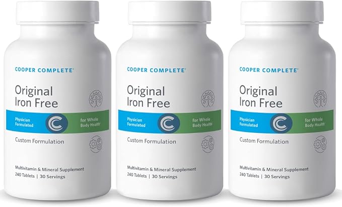 Cooper Complete - Original Multivitamin Iron Free - Daily Multivitamin and Mineral Supplement - 30 Servings per Bottle. Pack of 3