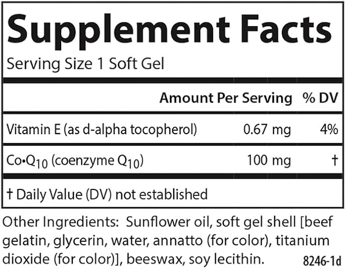 Carlson - Co-Q10 100 mg Energy Production &amp Heart Function 60 Softgels