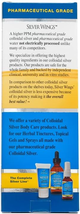 Natural Path Silver Wings Colloidal Silver 500ppm Immune Support Supplement 4 fl. oz. Dropper(Pack of 2)