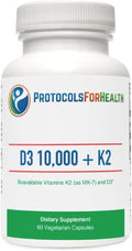 D3 10000 + K2 60 Veg Capsules Dietary Supplement - Supports Bone Health 60 Veg Capsules