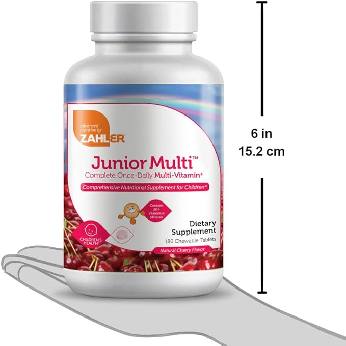 Zahler Junior Multi™ Complete Once-Daily Multi-Vitamin Natural Cherry 180 Chewable Tablets