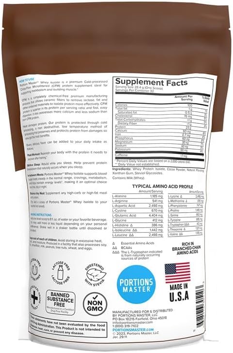 Portions Master CFM Whey Isolate Protein Powder Neapolitan Bundle Chocolate Brownie Vanilla Ice Cream &amp Strawberries and Cream (3 Flavor Pack)